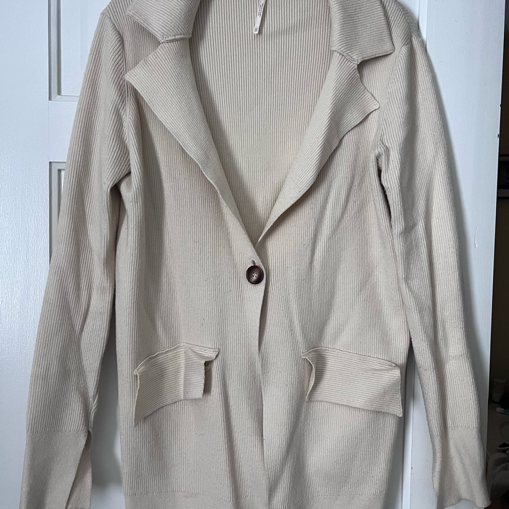 Free People Women's Cream oversized cardigan